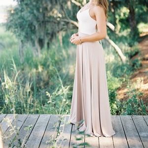 Cream/Taupe Maxi Open Back Dress, Perfect for Engagement/Bridal photoshoot